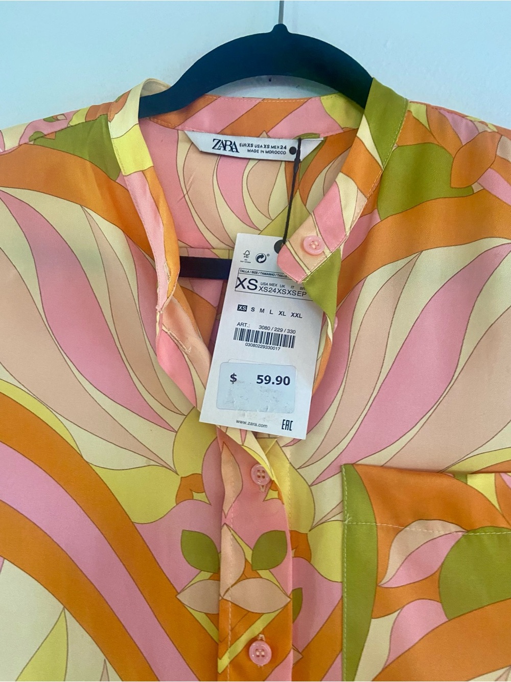 Zara pink and orange Pucci look silky top